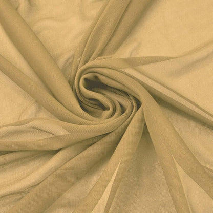 Beige sheer fabric in a swirling pattern.