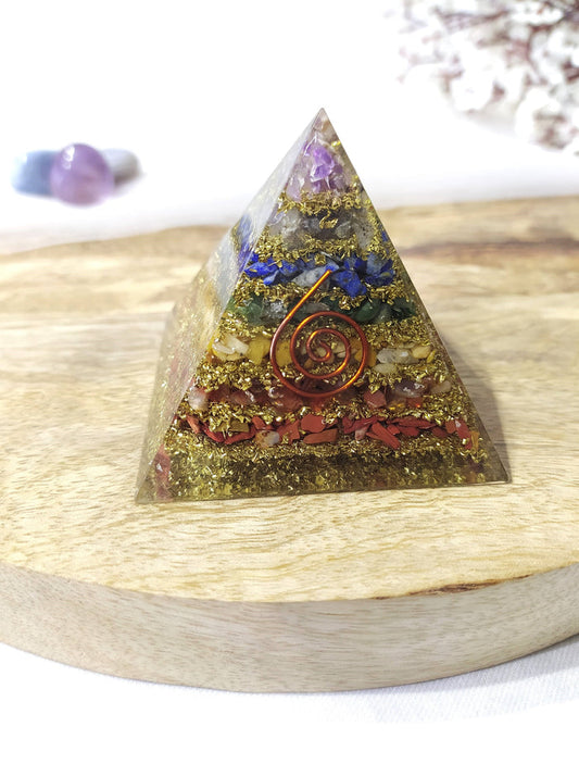 7 Chakra Orgone Pyramid, Crystal Energy Pyramid.