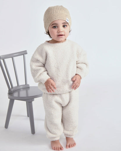 7AM Enfant Fuzzy Boxy Lounge Pant in Ecru