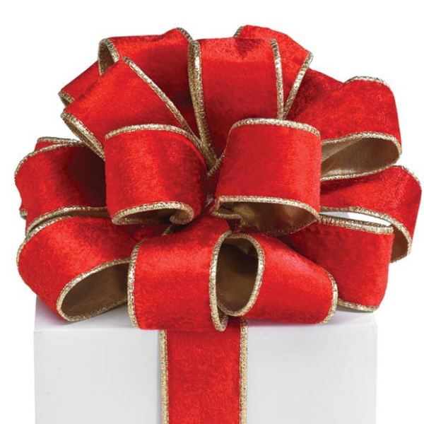 #9 Red Velvet Gold Edge Wired Ribbon