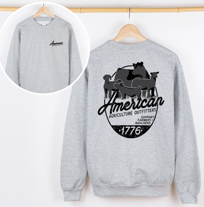 AAO Support Farmers + Ranchers Animals – Crewneck - Front & Back!