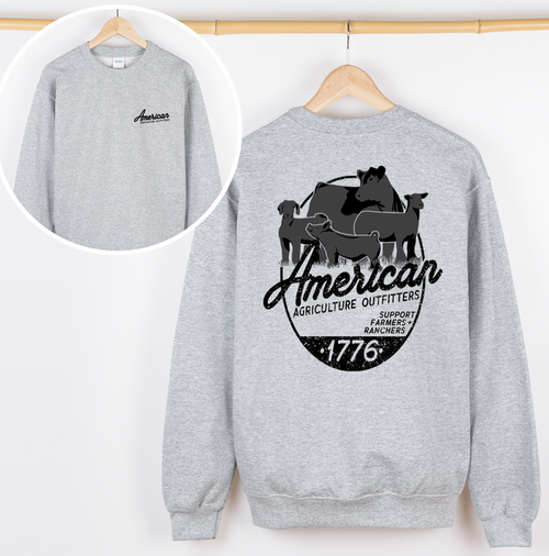 AAO Support Farmers + Ranchers Animals – Crewneck - Front & Back!