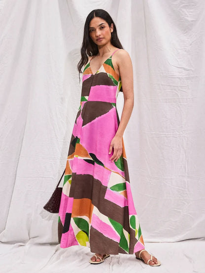 Abstract Geo-Print Maxi Dress