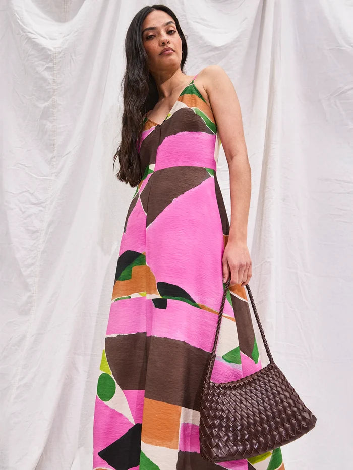 Abstract Geo-Print Maxi Dress