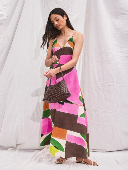 Abstract Geo-Print Maxi Dress