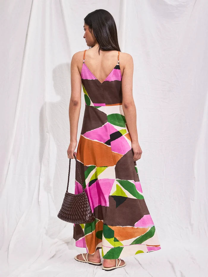 Abstract Geo-Print Maxi Dress