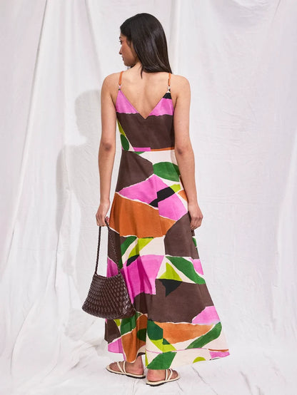 Abstract Geo-Print Maxi Dress