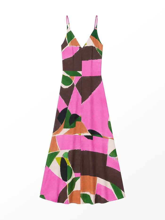 Abstract Geo-Print Maxi Dress