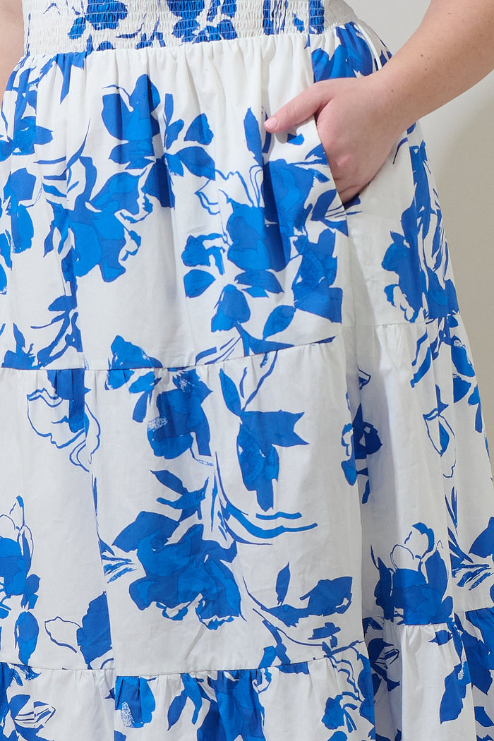 Aby Floral Hacienda Puff Sleeve Midi Dress Curve