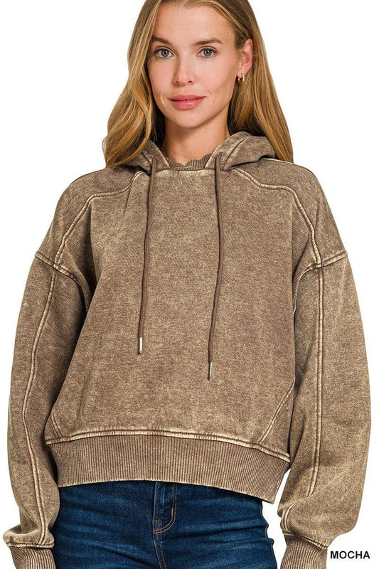 Acid Wash Fleece Hoodie