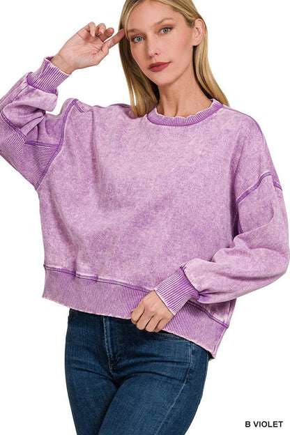 Acid Wash Fleece Oversized Pullover