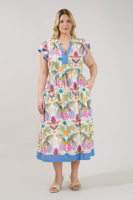 Adelina Shift Midi Dress Tropical Curve