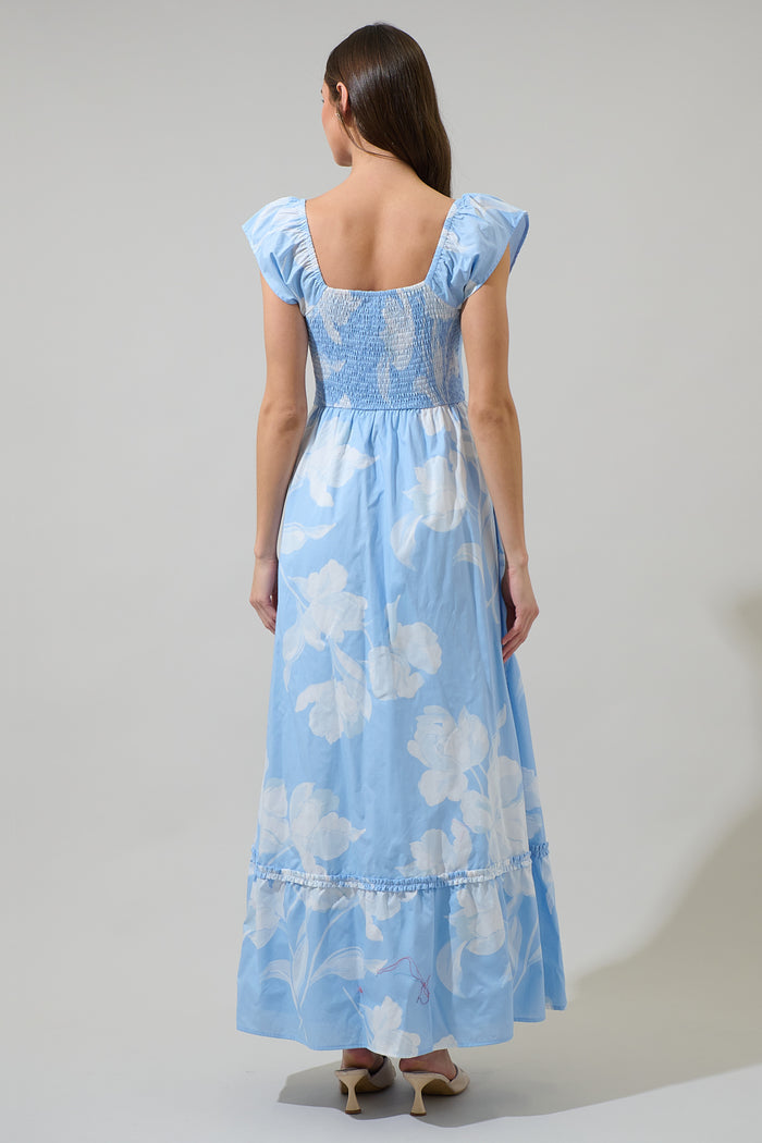 Afina Floral Mazy Smocked Maxi Dress