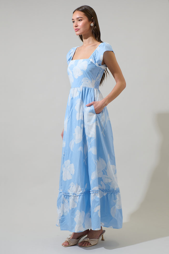 Afina Floral Mazy Smocked Maxi Dress