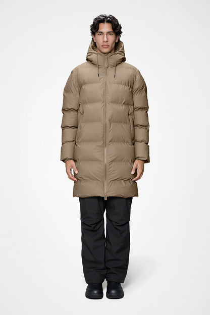 RAINS Alta Longer Puffer Jacket Beige Jacket