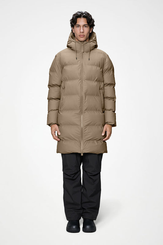 RAINS Alta Longer Puffer Jacket Beige Jacket