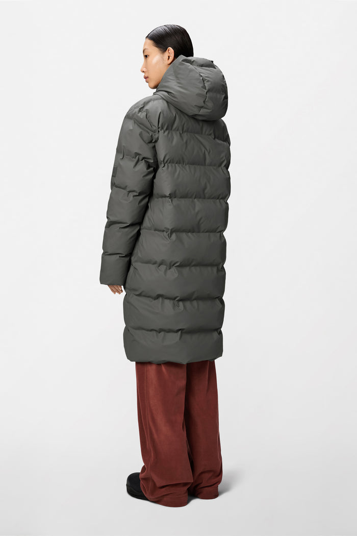 RAINS Alta Longer Puffer Jacket Grey Jacket