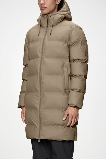 RAINS Alta Longer Puffer Jacket Beige Jacket