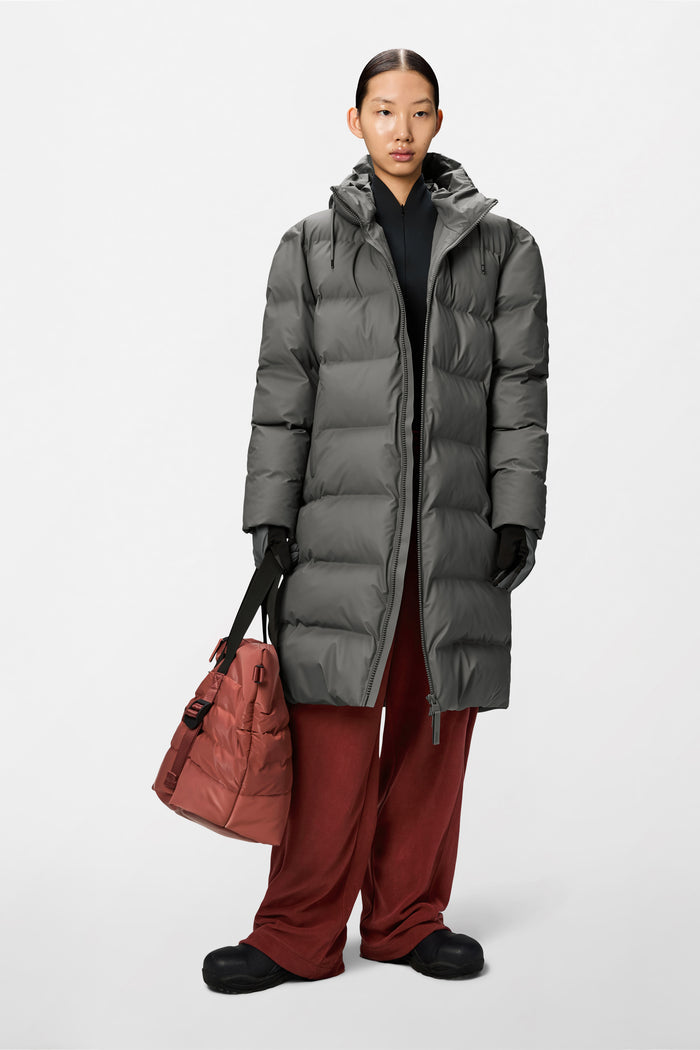 RAINS Alta Longer Puffer Jacket Grey Jacket