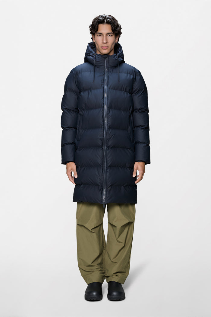 RAINS Alta Longer Puffer Jacket Navy Jacket