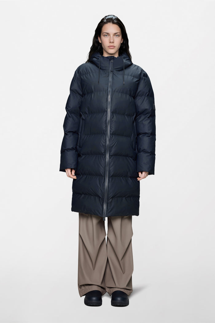 RAINS Alta Longer Puffer Jacket Navy Jacket
