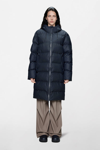 RAINS Alta Longer Puffer Jacket Navy Jacket