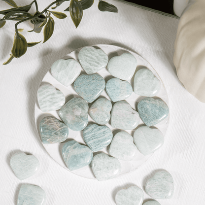 Amazonite Heart Crystal, Puffy Mini 1 Inch Pocket Crystal Heart
