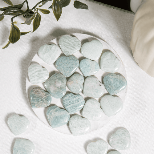 Amazonite Heart Crystal, Puffy Mini 1 Inch Pocket Crystal Heart