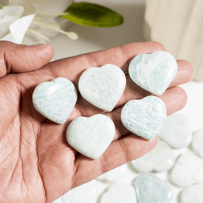 Amazonite Heart Crystal, Puffy Mini 1 Inch Pocket Crystal Heart