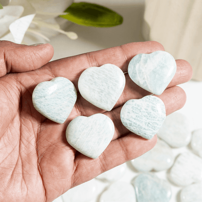 Amazonite Heart Crystal, Puffy Mini 1 Inch Pocket Crystal Heart