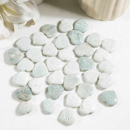 Amazonite Heart Crystal, Puffy Mini 1 Inch Pocket Crystal Heart