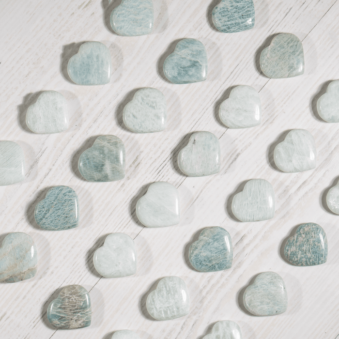 Amazonite Heart Crystal, Puffy Mini 1 Inch Pocket Crystal Heart