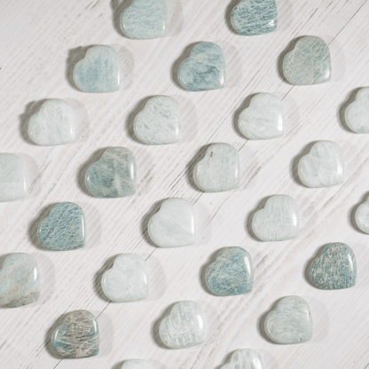 Amazonite Heart Crystal, Puffy Mini 1 Inch Pocket Crystal Heart