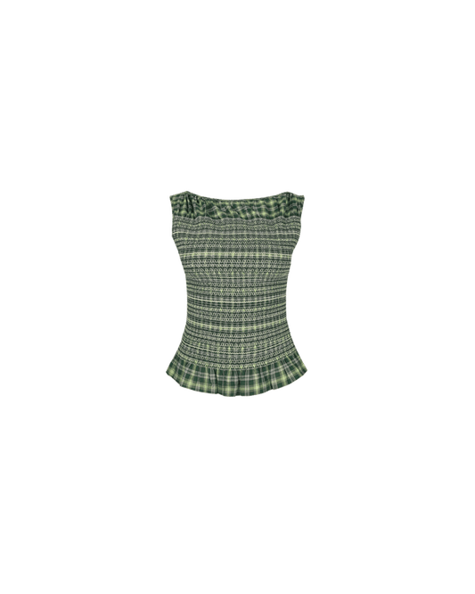 ANASTASIA TANK GREEN TARTAN