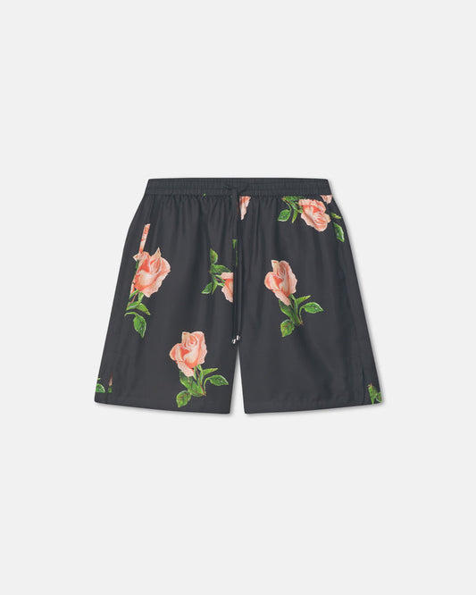 Anish - Embroidered Cotton Crepe Shorts - Black/Roses