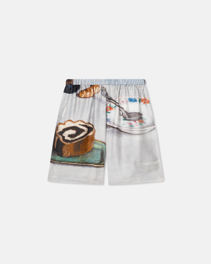Anne - Printed Silk Twill Shorts - Poppyseed Cake