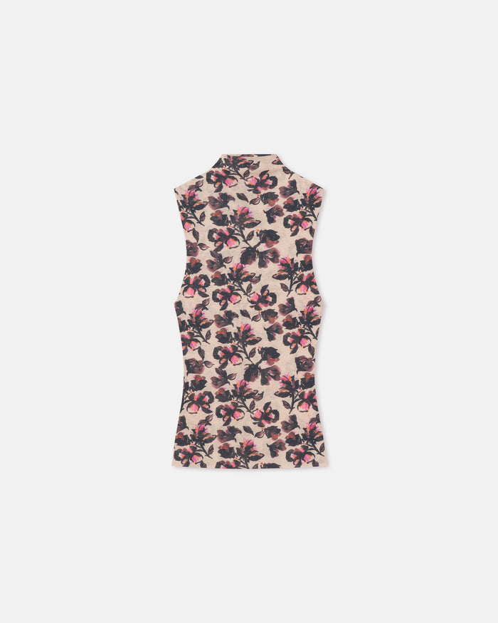 Annyka - Printed Mesh Jersey Top - Tapestry Floral