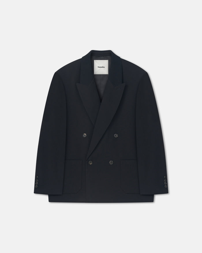 Anselm - Double-Breasted Crepe Twill Blazer - Black