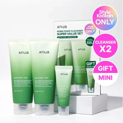 Anua Pore Foam Cleanser Super Value Set - 2 Full Size + Bonus Mini