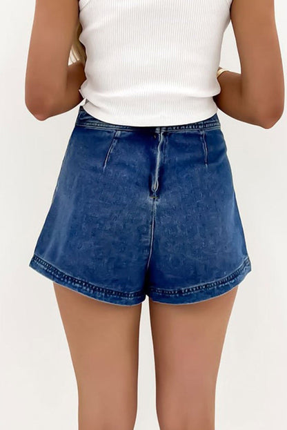 Ashleigh Blue Faux Wrapped Mini Denim Skort - Skirts/Skort