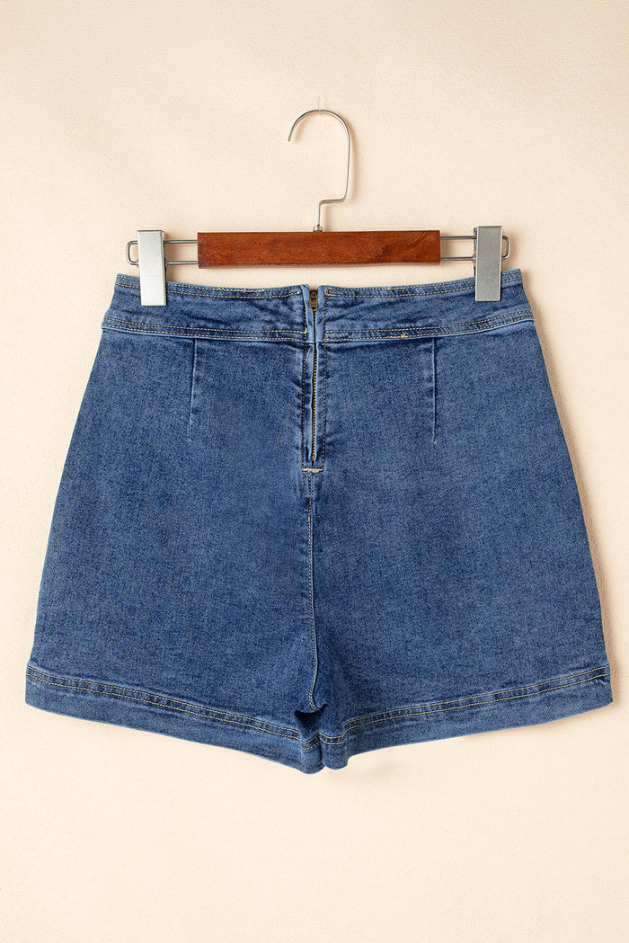 Ashleigh Blue Faux Wrapped Mini Denim Skort - Skirts/Skort