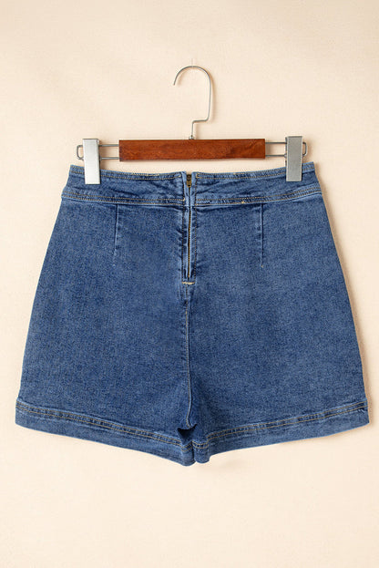 Ashleigh Blue Faux Wrapped Mini Denim Skort - Skirts/Skort