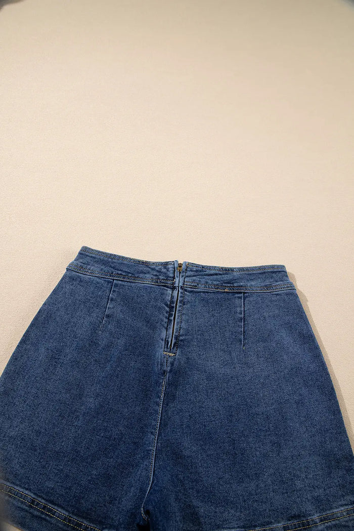 Ashleigh Blue Faux Wrapped Mini Denim Skort - Skirts/Skort