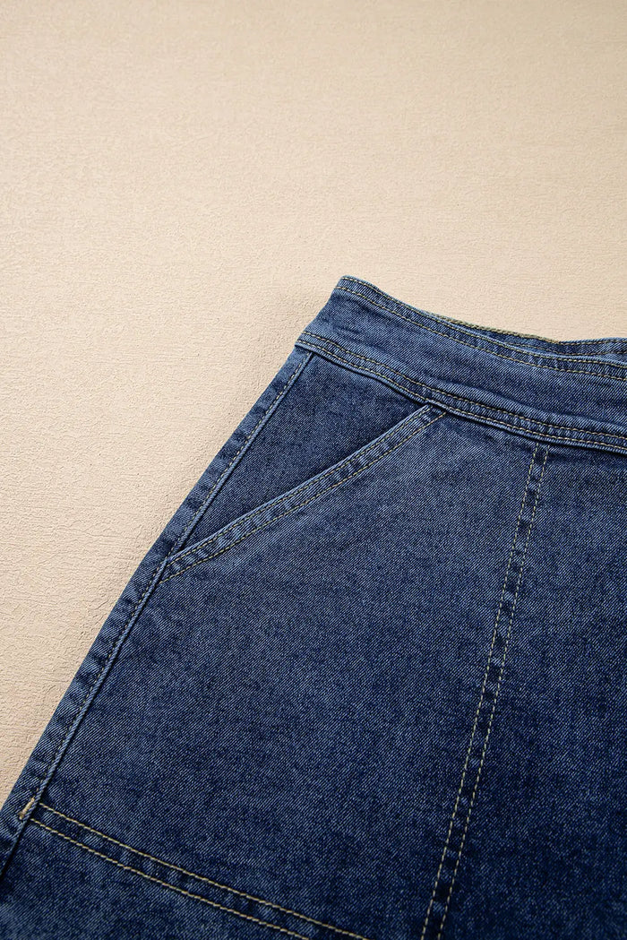 Ashleigh Blue Faux Wrapped Mini Denim Skort - Skirts/Skort