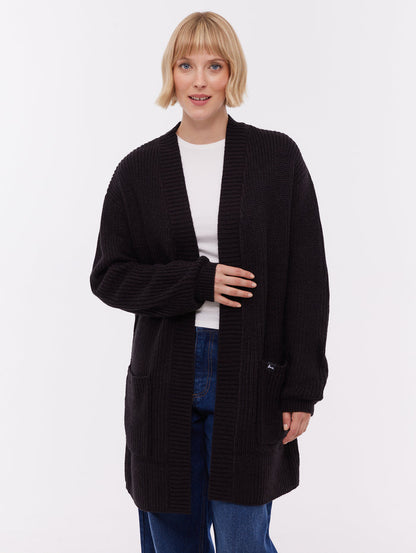 Asteria Black Knit Cardigans Long Line True Knit Shot 1