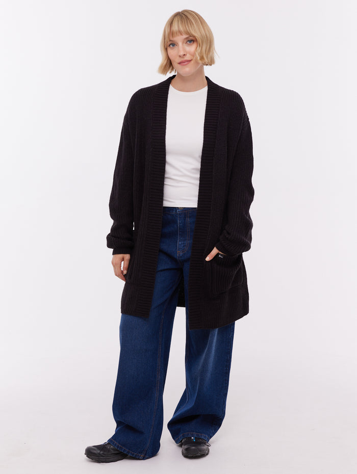 Asteria Black Knit Cardigans Long Line True Knit Shot 2
