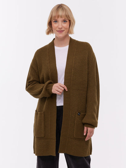 Asteria Green KH012 Knit Cardigans Long Line True Knit Shot 1