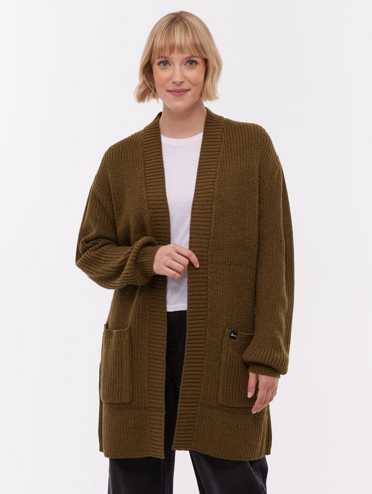 Asteria Green KH012 Knit Cardigans Long Line True Knit Shot 1