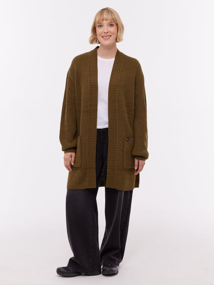 Asteria Green KH012 Knit Cardigans Long Line True Knit Shot 2