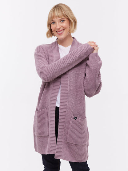 Asteria Purple PU054 Knit Cardigans Long Line True Knit Shot 1